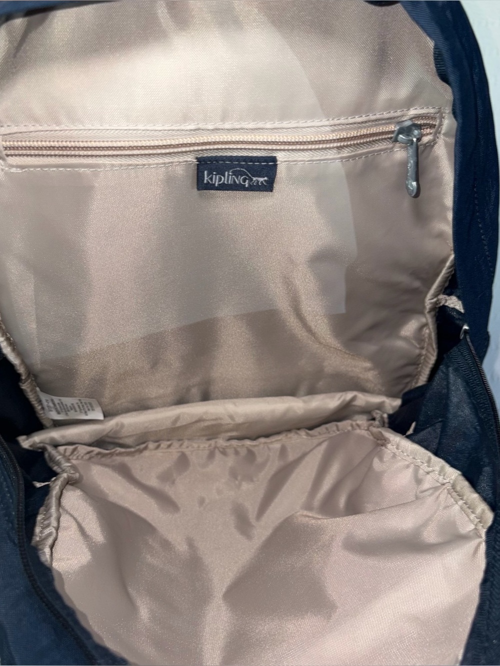 Kipling Challenger Nylon Backpack Navy Blue Laptop Travel Carry On - Picture 6 of 9